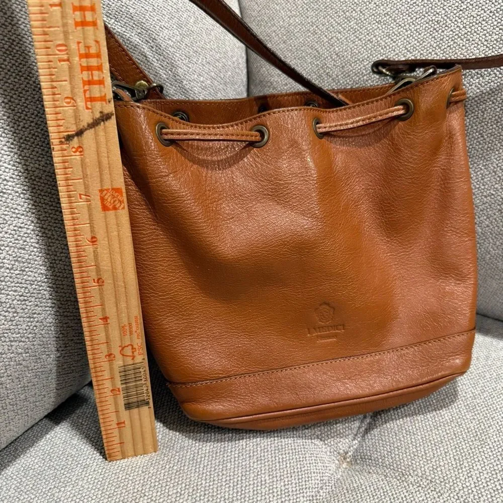 I MEDICI Firenze Drawstring Bucket Bag Shoulder Crossbody Leather Adjustable